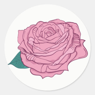 Floral Pink Lavender Rose Flower Classic Round Sticker