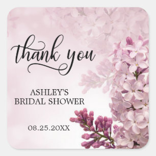 Floral Pink Lilac Bridal Shower Thank You Square Sticker