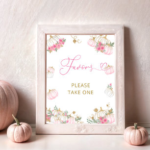 Floral Pink Little Pumpkin Favours Poster