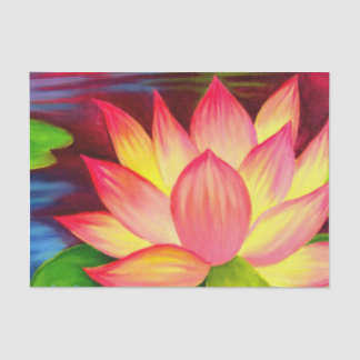 Floral Pink Lotus Decoupage Painting Tissue Paper
