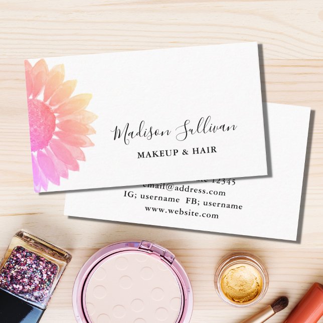 Floral Pink Makeup And Hair Business Card (Creator Uploaded)