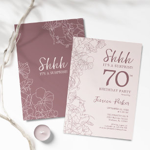 Floral Pink Mauve Surprise 70th Birthday Invitation