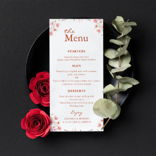 Floral Pink Minimalist Wedding Menu