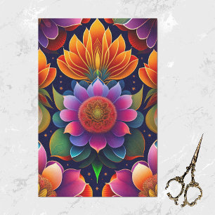 Floral Pink Orange Colourful Artwork Tissue Paper