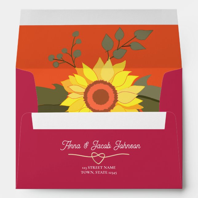 Floral Pink Orange Wedding Envelope (Back (Bottom))