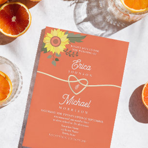 Floral Pink Orange Wedding Invitation
