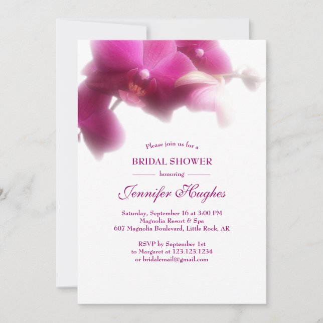Floral Pink Orchid Bridal Shower Invitation (Front)
