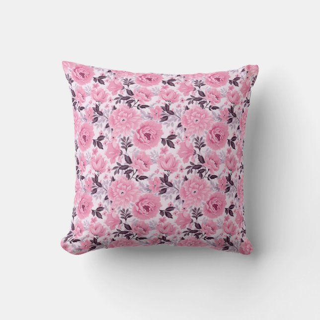 Floral Pink Palette Pattern Cushion (Front)