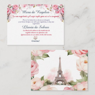 Floral Pink Paris Lluvia de Sobres Quinceañera Card