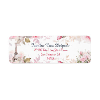 Floral Pink Paris Return Address Label
