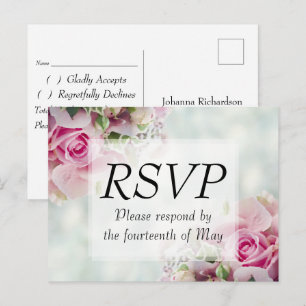 Floral Pink Pastel Wedding Invitation RSVP Postcard