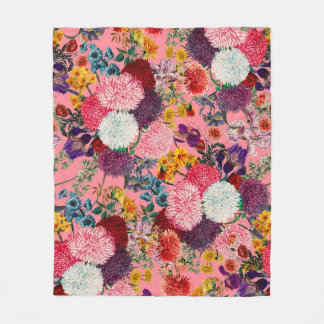 Floral Pink Pattern Fleece Blanket