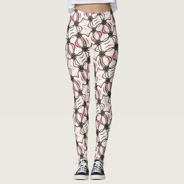 Floral pink pattern leggings (Front)