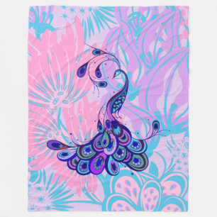 floral pink peacock blanket