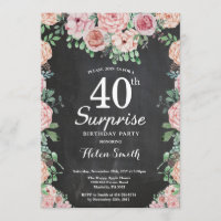 Floral Pink Peonies Surprise 40th Birthday