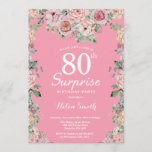 Floral Pink Peonies Surprise 80th Birthday Invitation<br><div class="desc">Floral Pink Peonies Surprise 80th Birthday Invitation for Women. Watercolor Floral Flower. Elegant Pink Rose and Peony Flowers. Adult Birthday. Pink Background. 13th 15th 16th 18th 20th 21st 30th 40th 50th 60th 70th 80th 90th 100th, Any Ages. For further customisation, please click the "Customise it" button and use our design...</div>