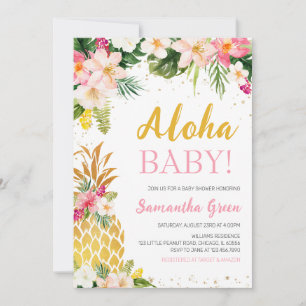 Floral Pink Pineapple Baby Shower Invitation
