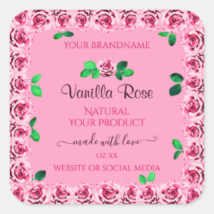 Floral Pink Product Package Labels Flowering Roses