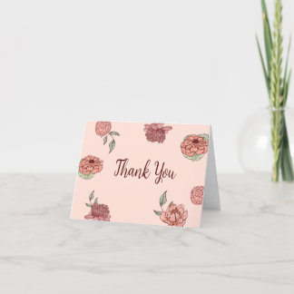 Floral Pink Pumpkin Baby Shower Thank You Card