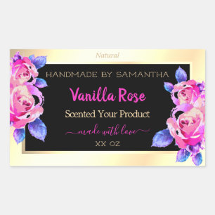 Floral Pink Purple Black and Gold Product Labels