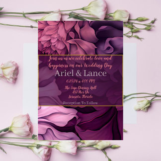 Floral Pink Purple Botanical Wedding Invitation