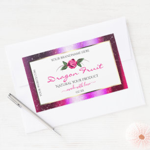 Floral Pink Purple Glitter White Product Labels
