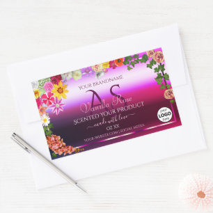 Floral Pink Purple Product Labels Monogram Logo
