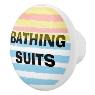 Floral Pink Purple Watercolor Stripes Name Ceramic Knob