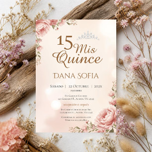 Floral Pink Quinceañera Invitation