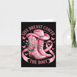 Floral Pink Ribbon Cowgirl Boots Give Breast Cance Card