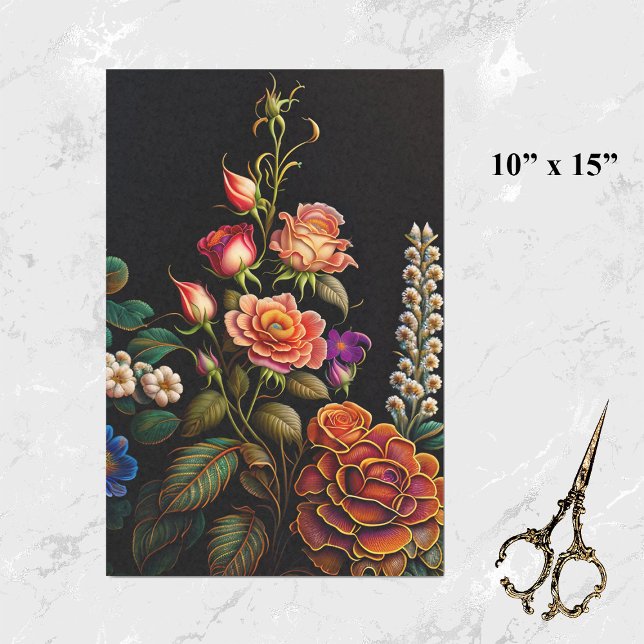 Floral Pink Rose Bouquet Artwork Small Tissue Paper (Creator Uploaded)