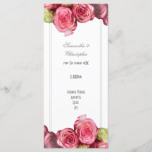 Floral pink rose church wedding program