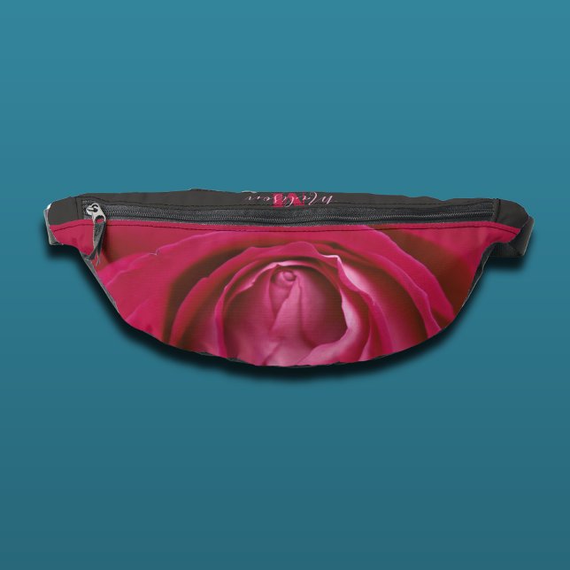 Floral pink rose flowers monogram belly bag (Creator Uploaded)