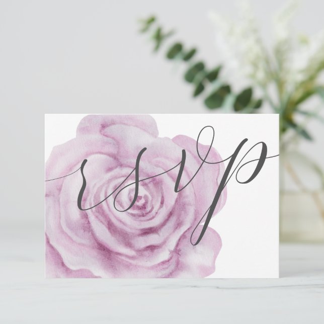 Floral Pink Rose Watercolor Wedding RSVP (Standing Front)