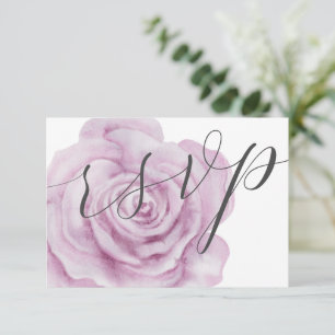Floral Pink Rose Watercolor Wedding RSVP