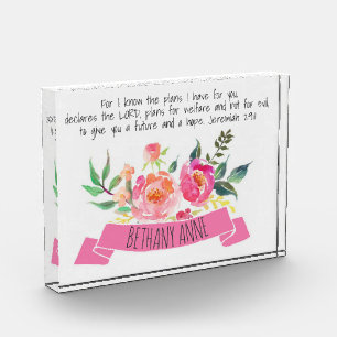 Floral Pink Roses Banner Scripture Verse Photo Block