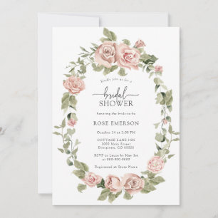 Floral Pink Roses Bridal Shower Invitation