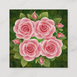 Floral Pink Roses Business Card