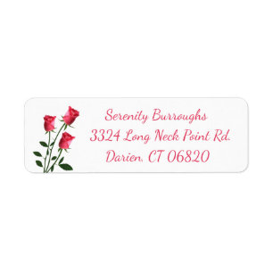 Floral Pink Roses Flower Return Address