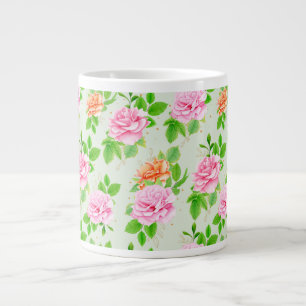 Floral Pink Roses Pattern-23670 Large Coffee Mug