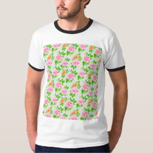 Floral Pink Roses Pattern-23670 T-Shirt