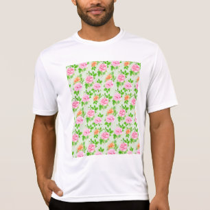 Floral Pink Roses Pattern-23670 T-Shirt