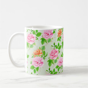 Floral Pink Roses Pattern Coffee Mug