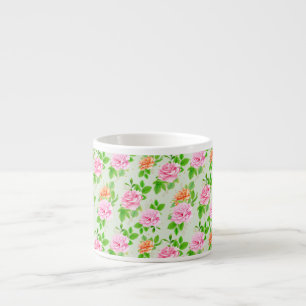 Floral Pink Roses Pattern Espresso Cup