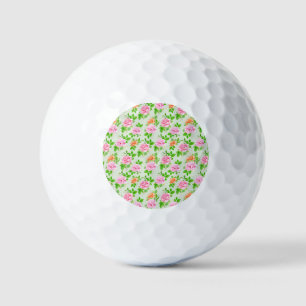 Floral Pink Roses Pattern Golf Balls