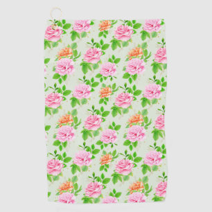 Floral Pink Roses Pattern Golf Towel