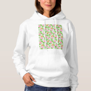 Floral Pink Roses Pattern Hoodie