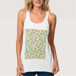 Floral Pink Roses Pattern Singlet
