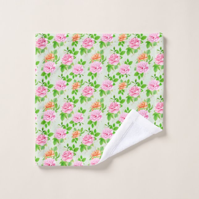 Floral Pink Roses Pattern Wash Cloth (Wash Cloth)