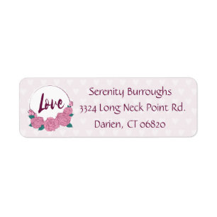 Floral Pink Roses Purple Love & Lavender Hearts